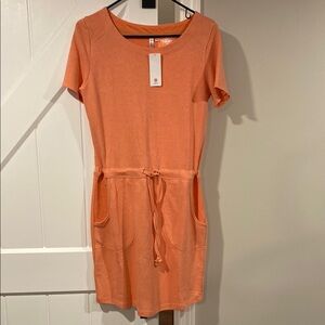 Peach dress. Malibu orange.